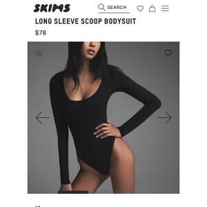 Skims Essentials Body Suit Long Sleeve Scoopneck Size L/XL